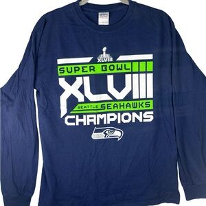 Seattle Seahawks Super Bowl XLVIII Champions long-sleeve T-shirt in size medium